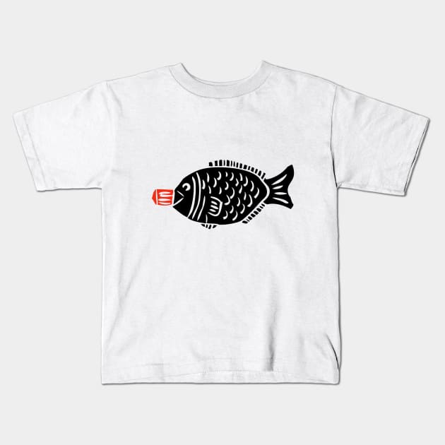 Fish Soy Sauce Bottle Kids T-Shirt by louweasely